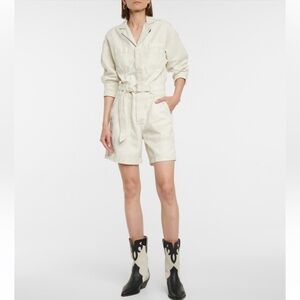 Citizens of Humanity Willa cotton and linen playsuit in Sandcastle Beige Large